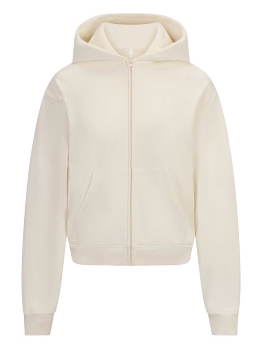 Skims French Terry Zip Up Hoodie White/Ivory Cropped Jacket Sz 3X Cozy Pockets